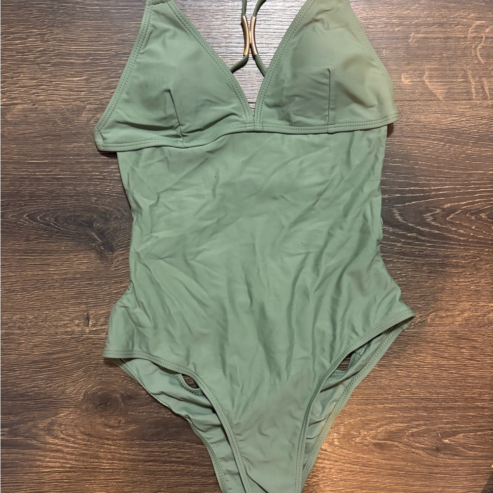 Green Open Back One-Piece Swimsuit